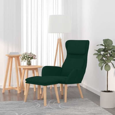 vidaXL - Relaxstoel - met - voetenbank - fluweel - donkergroen