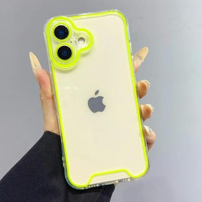 Lichtgevende Nachtlampje Neon Fluorescerend Transparant Telefoonhoesje Voor iPhone 17 Air 13 12 11 14 15 16 Pro Max Plus Camera Bescherming Zachte Capa iPhone 16 Pro geel