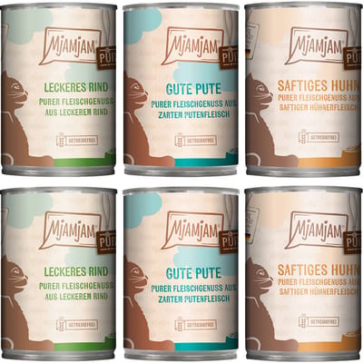 6x400g Mix MjAMjAM pure meat enjoyment mix (3 soorten) nat kattenvoer
