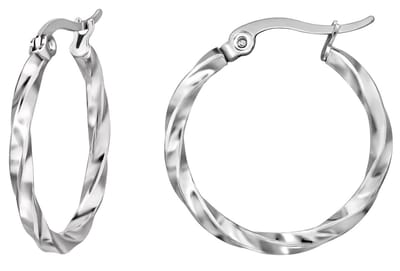 Joy Ibiza - oorbellen 20 mm - oorringen twist / gedraaid - 2.5 x 20 mm - Franse sluiting - chirurgisch staal - ip/pvd