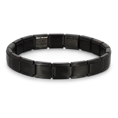 Zwarte metalen heren armband – schakelarmband – rechthoekige schakels – modieus polssieraad