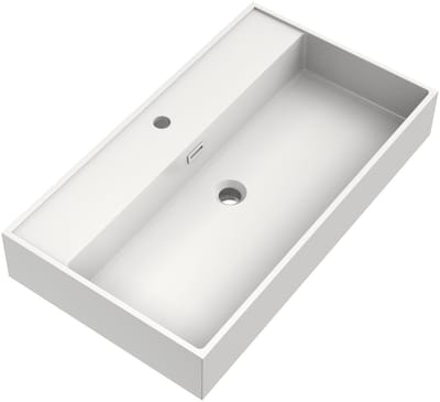 Brauer Gravity Wastafel - 80 cm - met 1 Spoelbak en 1 Kraangat - Mineraalmarmer Zijdeglans Wit