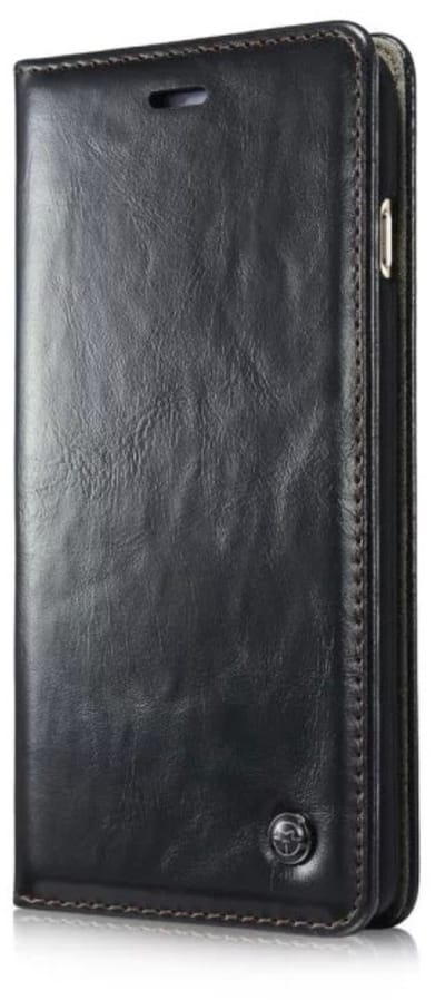 Caseme Oil Wallet lederen cover iPhone 6 6s - Bookcase Zwart