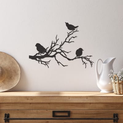 Wanddecoratie Tak Met Vogels - Muurdecoratie Vogels - Muurdecoratie Hout - Wanddecoratie Hout - Muurdecoratie Woonkamer - Wanddecoratie Woonkamer - Wanddecoratie Dieren - Wanddecoratie Natuur - Wanddecoratie Landschap - 40.5 x 29 cm