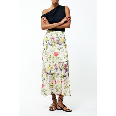 French Connection Monica Hallie Maxi Skirt Summer Wht Mlt Maat: 6 | Maxi Rokken Outlet | Dames | Wit
