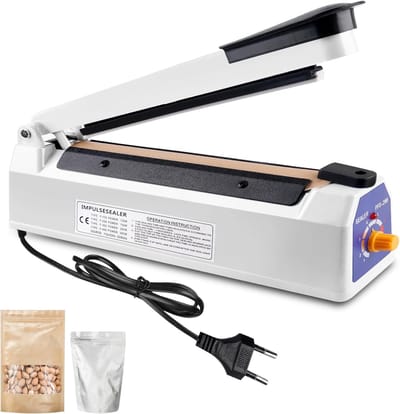 SnelShoppen - Warmte-sealapparaat voor plastic zakken, folielasapparaat 200 mm, impulse heat bag sealer, afdichtingsmachine voor Mylar PP, ideaal voor