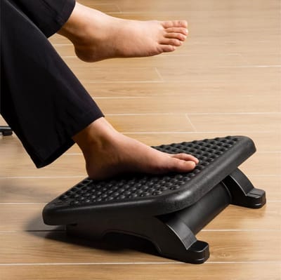 Verstelbare ergonomische voetensteun - 10 of 125 cm hoogte - 0 tot 18 graden - Kantoor en thuisgebruik - Zwart