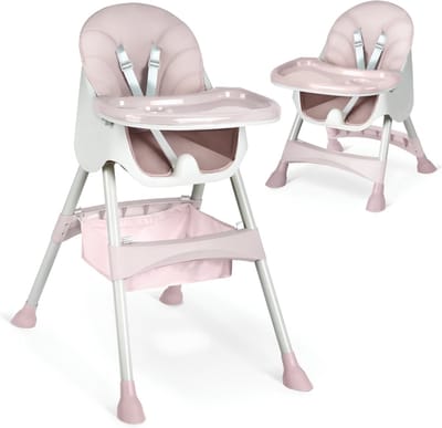 KAD® Kinderstoel - 3-in-1 - Baby Eetstoel - Kinder Eetstoel - Roze/Wit - 60cm x 83cm x 110cm