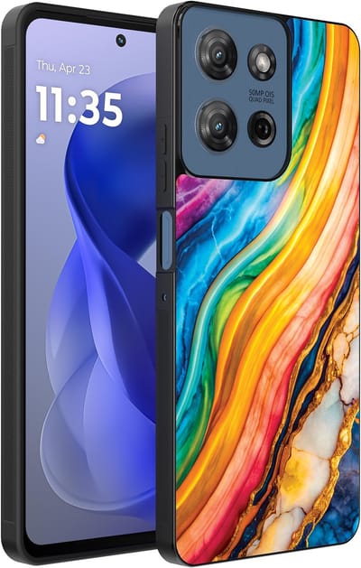 Smartphonica Telefoonhoesje Geschikt voor Motorola Moto G Power 2025 / G Play 2025 met Regenboog Goud Marmer Opdruk - TPU Backcover Case Rainbow Gold Marble Design geschikt voor Motorola Moto G Play 2025;Motorola Moto G Power 2025