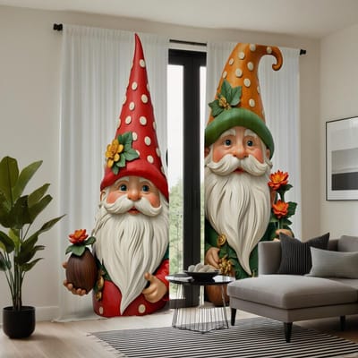2 stuks HD Tuin Land Oogst Elf Gandalf Landschap Decoratief gordijn Wit Strik digitaal bedrukt gordijn Huisdecoratie stijl W52H63inchW132H160cm brown