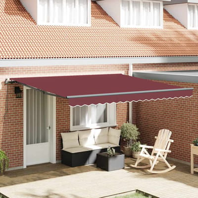 vidaXL - Luifel - handmatig - uittrekbaar - 400x300 - cm - bordeauxrood