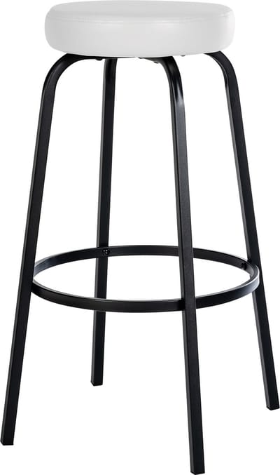 CLP Kamari Barkruk - met metalen frame - met voetsteun - mat zwart/wit
