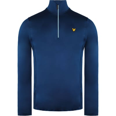Lyle & Scott Long Sleeve Quarter Zip Blue Technische golftussenlaag voor heren ML1241G Z780