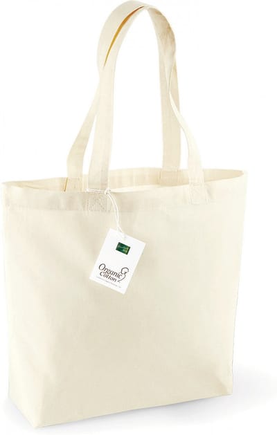 Westford Mill Organic Cotton Shopper WM180 - Natural - 32 x 35 x 12 cm