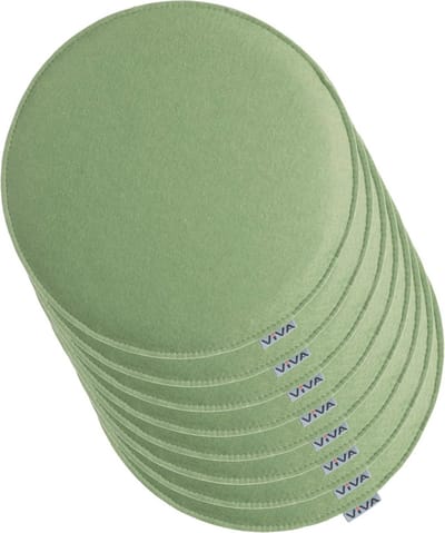 Ronde Vilt Stoelkussens Set van 8 - Ø 35 cm Lichtgroen - Robuuste Zitkussens voor Binnen en Buiten