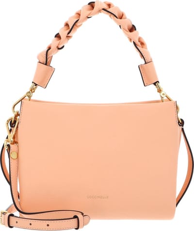 COCCINELLE Leren Schoudertas Boheme Grana Double Crossbody Double Grainy Leather Sunrise / Pot Abrikoos