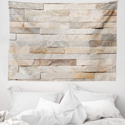 ABAKUHAUS Ivoor wandtapijt, stedelijke bakstenen muur achtergrond, 150 x 110 cm, crème beige bruin