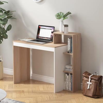 Computer Bureau - Studiebureau Werkstation - Thuiskantoor Inrichten - Met Opbergplanken - 120 x 60 cm - Bruin