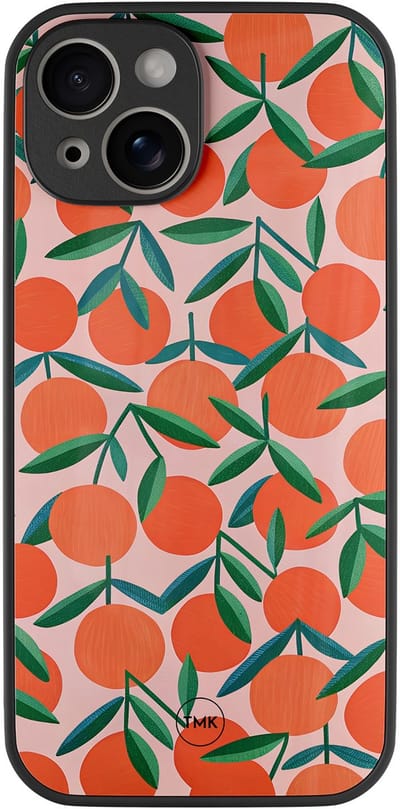 Hoesje geschikt voor Apple iPhone 13 - Sweet oranges - Oranje - TPU luxe case (glossy toplaag) - Print - Hardcase backcover zwart