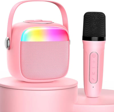 Draagbare Karaoke Speaker met 2 Microfoons en Feestverlichting
