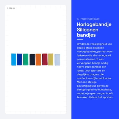 MTTproducts- Horlogebandje 8 Stuks - Vervangingshorlogebandje - Siliconen Horlogebandjes - Rubberhouder - Bevestigingslus - Lichtgewicht - Horlogeband