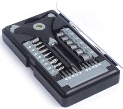 Schroevendraaierset 28-delig - Reparatieset Bits - Klus Klussen - Magnetische Bits - 28 Stuks - Grijs