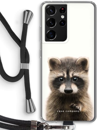 Hoesje met koord geschikt voor Samsung Galaxy S21 Ultra hoesje met Koord - Rocco - Telefoonhoesje met Zwart Koord - Bescherming aan alle Kanten en Over de Schermrand