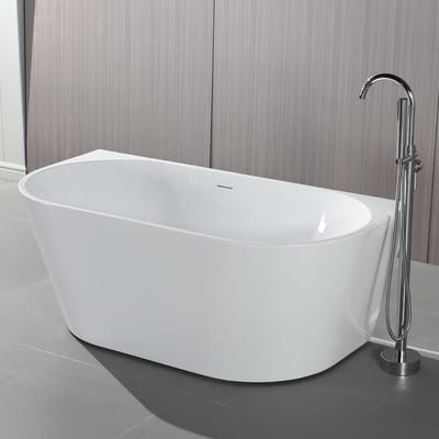 Zimmer Halfvrijstaand Bad 170x78x58 cm Glanzend Wit – Acryl Ligbad Inclusief Afvoerset en Click Waste