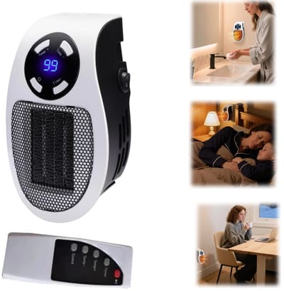 Elektrische kachel - ventilatorkachel - stekker kachel - elektrische wandkachel - met afstandsbediening - geschikt voor badkamers, kamers, kantoren en andere binnenruimtes (12,5*19cm - wit)