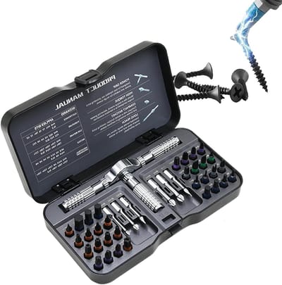 Ratelschroevendraaier Set - 40 Delig - Reparaties Uitvoeren - Magnetisch Systeem - 40 Stuks - Grijs