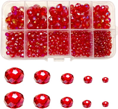Facet Kralen (Rood), Facet Parels Rondelle Bijpassende benodigdheden Losse Spacer Kralen voor Sieraden Maken Hangers