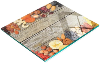 Keukenplank van gehard glas met decoratieve afbeeldingen van gedroogd fruit, 60x52 cm
