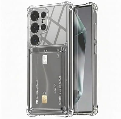 Casemania Hoesje Geschikt voor Samsung Galaxy S26 Ultra - Transparant - Anti-Shock Back Cover met Pasjeshouder - Telefoonhoesje met Kaarthouder