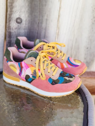 Inkkas Samhadi dames sneaker – comfortabele suède sneaker geïnspireerd op zonsondergang – blush/multicolor, Maat 40