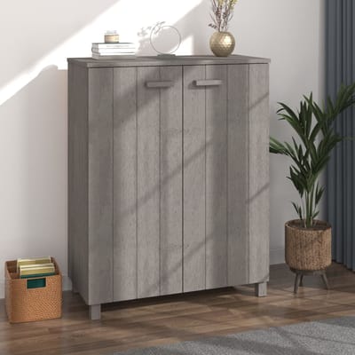 vidaXL - Schoenenkast - HAMAR - 85x40x108 - cm - massief - grenenhout - lichtgrijs