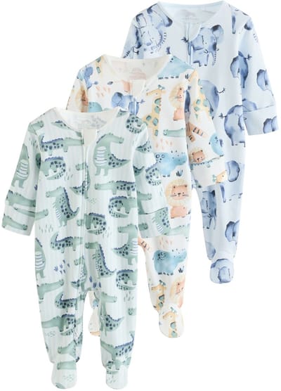 Next - Jongens - Verpakking van 3 babyslaappakjes met tweewegrits - Blauw
