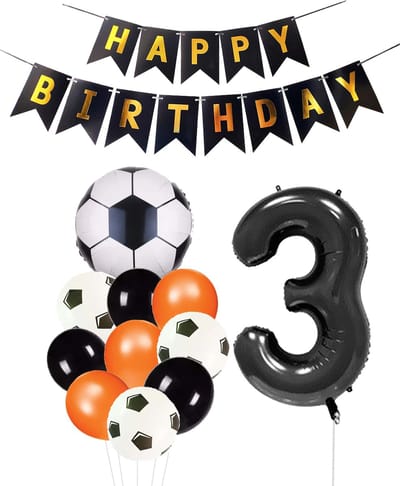 Cijfer Ballon 3 | Snoes Champions Voetbal Plus - Ballonnen Pakket | Oranje en Zwart