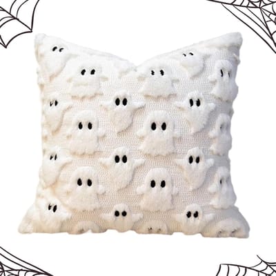 Halloween - Halloween decoratie - Algemene 2stukken 45*45 cm kussenhoezen voor decoratieve kussens - Halloween kussensloop -Kussenhoes decoratieve -Zachte stof wasbaar ontwerp - Geldt voor woonkamer studentenkamer huis terras bank - Wit