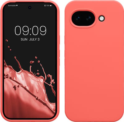 kwmobile telefoonhoesje geschikt voor Google Pixel 10a - Hoesje met siliconen coating - Smartphone case in neon koraal