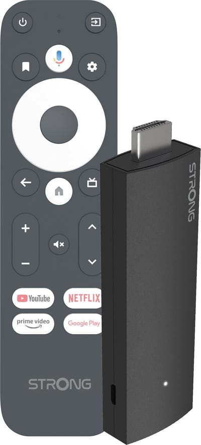 STRONG - Streaming Box Android TV 2K FHD - LEAP-UNA - Android TV HDMI Stick - Chromecast ingebouwd - Google stemassistent compatibel - eenvoudig te installeren - stickformaat - zwart