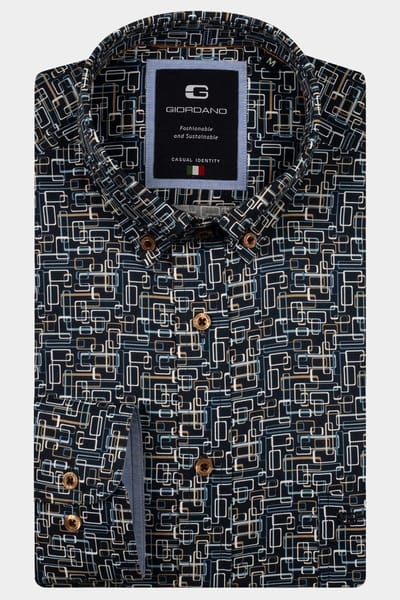 Giordano Casual hemd lange mouw Blauw Brando long sleeve button dow 527034/60
