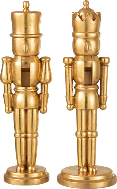 J-Line figuur Notenkraker - polyresin - goud - large - 2 stuks