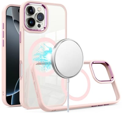 Hybrid Transparant TPU Hoesje - Camera Surround Case - Compatibel met MagSafe Geschikt voor: Apple iPhone 16 Pro Max - roze