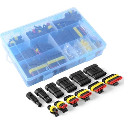1 6-polige Waterdichte Auto Elektrische Draad Connectoren Stekker Terminal Zekeringhouder Kit zwart