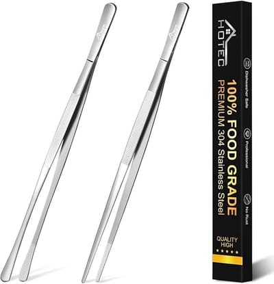 Set van 2 keukentangen voor grillen en bakken - 30 cm roestvrij staal - Slipvaste greep