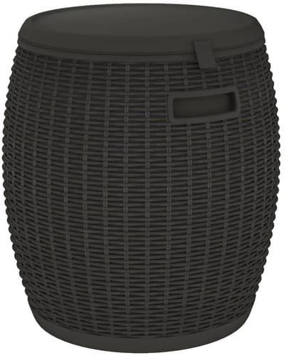 vidaXL Tuinbox 4-in-1 polypropeen zwart, opbergdoos, tuin box, opberger, opbergbox, opbergkist, tuinmeubel, terrasmeubel, koeler, tuinkruk, opbergkruk