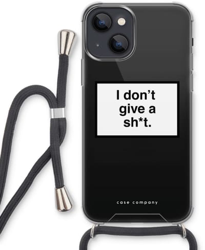 Case Company® - Hoesje met koord geschikt voor iPhone 13 mini hoesje met Koord - Don't give a shit - Telefoonhoesje met Zwart Koord - Bescherming aan alle Kanten en Over de Schermrand