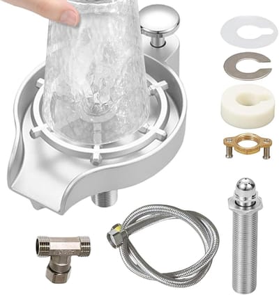 Glazenspoeler Gootsteen - Bekerreiniger Keuken - Snel Glazen Wassen - Hogedruk RVS - 165x12x76cm - Zilver