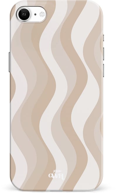 xoxo Wildhearts Minimal Nude - Single Layer - Hardcase geschikt voor iPhone SE 2022 / SE 2020 / 7 / 8 hoesje - Siliconen hoesje iPhone met golven print - Cover geschikt voor iPhone SE 2022 / SE 2020 / 7 / 8 beschermhoes - wit / beige / bruin