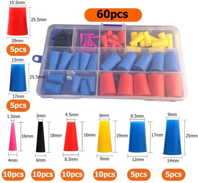 Dailygoods- Kegelstoppen set 100 stuks - Siliconenrubber - Hoogtemperatuur - Conische stoppen - Universeel - Milieuvriendelijk en duurzaam - Siliconen Stoppen